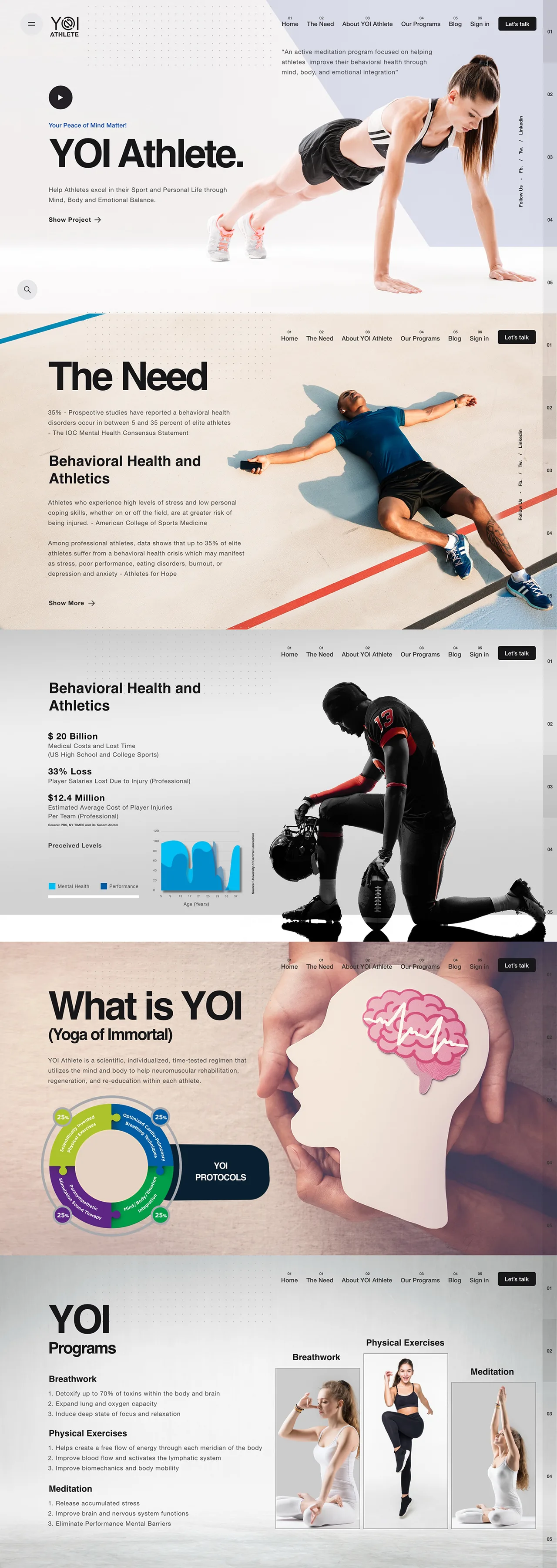 Yoi athletic brand website, full page design