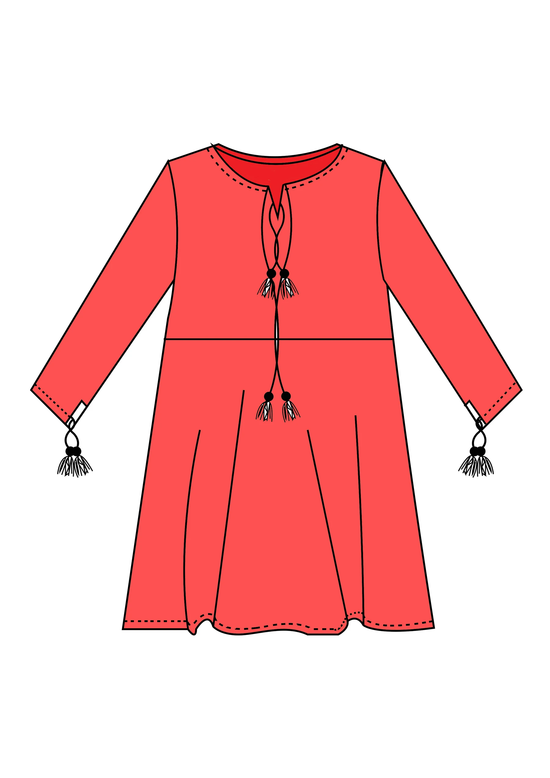 EGO — coral frock, completed design render, back