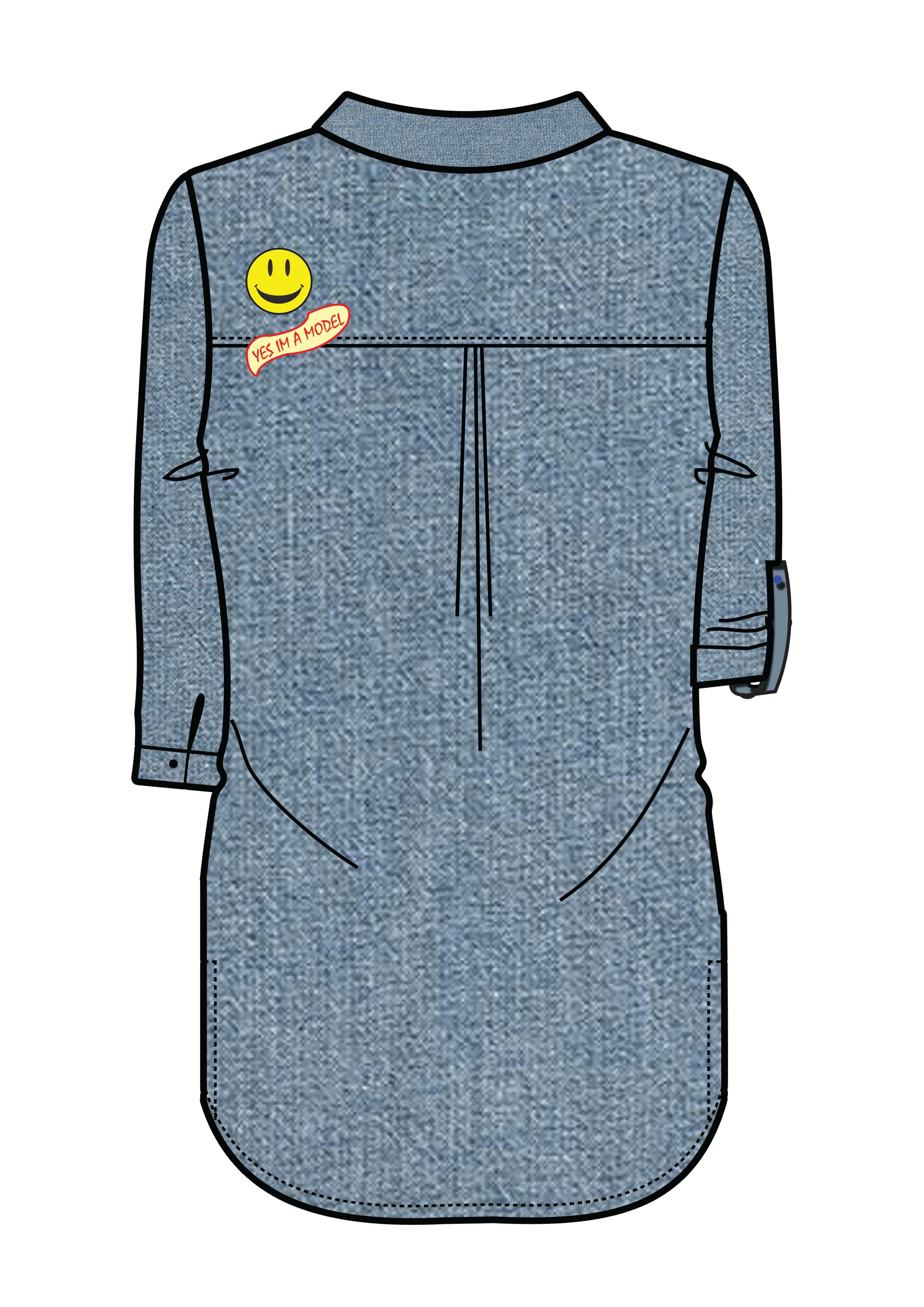 EGO — chambray shirt dress, completed design render